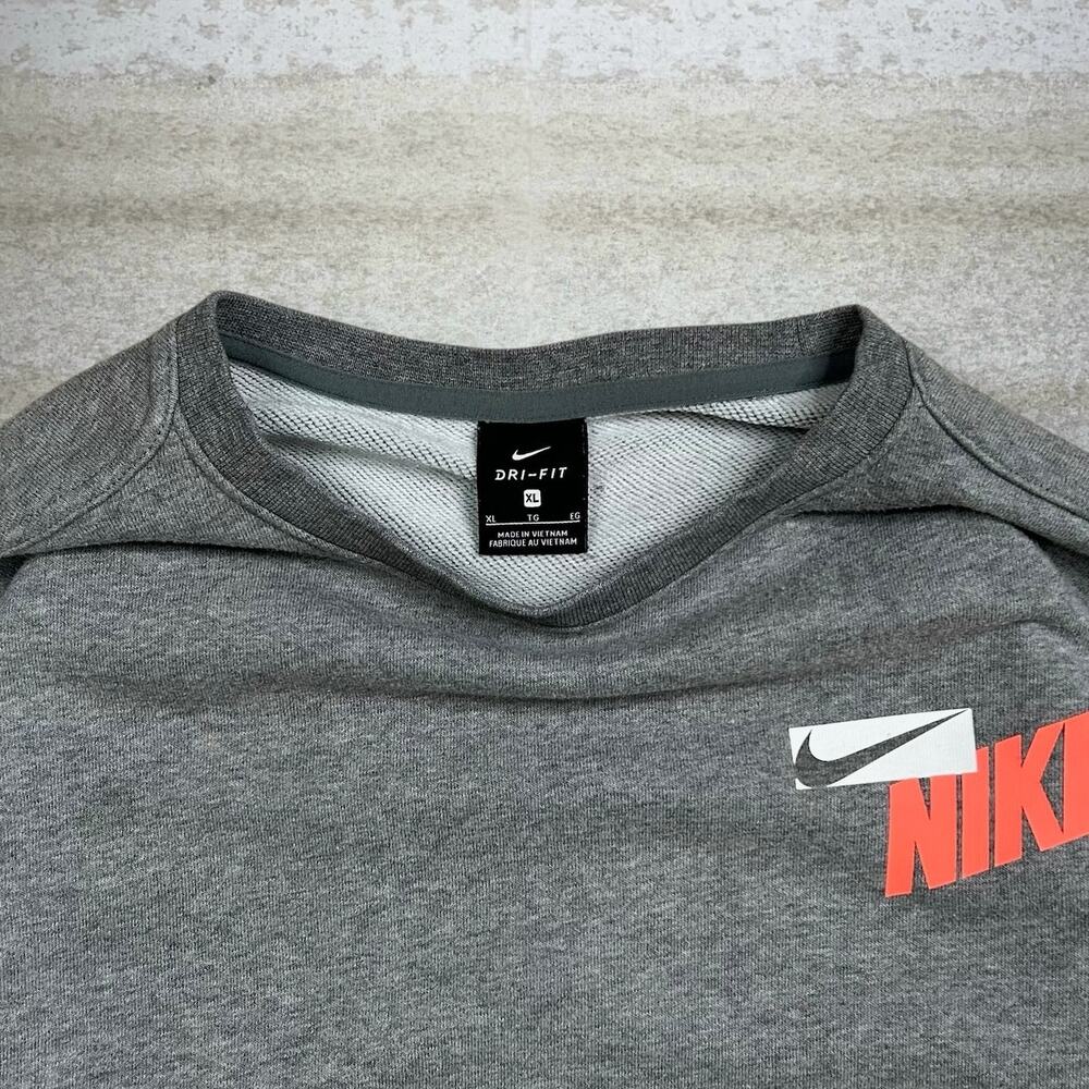 Vintage Y2K Nike Sweatshirt Mens XL Grey Salmon Spellout Logo Cotton Pullover - Picture 3 of 3